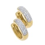 Brilliant hoop earrings GG/WG 585/000 with 62 brilliant-cut diamonds, total 0.37 ct W/VS-SI, l. 14.5