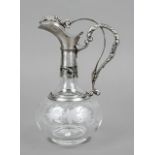 Carafe with mounting, early 20th century, plated, with leaf decoration, partly pierced, with