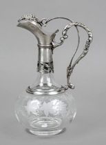 Carafe with mounting, early 20th century, plated, with leaf decoration, partly pierced, with