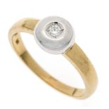 Brilliant ring GG/WG 585/000 with one brilliant-cut diamond 0.05 ct W/VS-SI, RG 55, 2.9 g