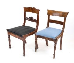 Two late Biedermeier chairs from around 1840, mahogany, ready to live in, h. 83/87 cm - The