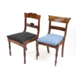 Two late Biedermeier chairs from around 1840, mahogany, ready to live in, h. 83/87 cm - The