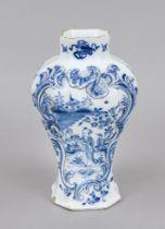 Baroque vase, Delft workshops, De Porcelayne Claeuw, mark c. 1700, releif cartouches and chinoiserie