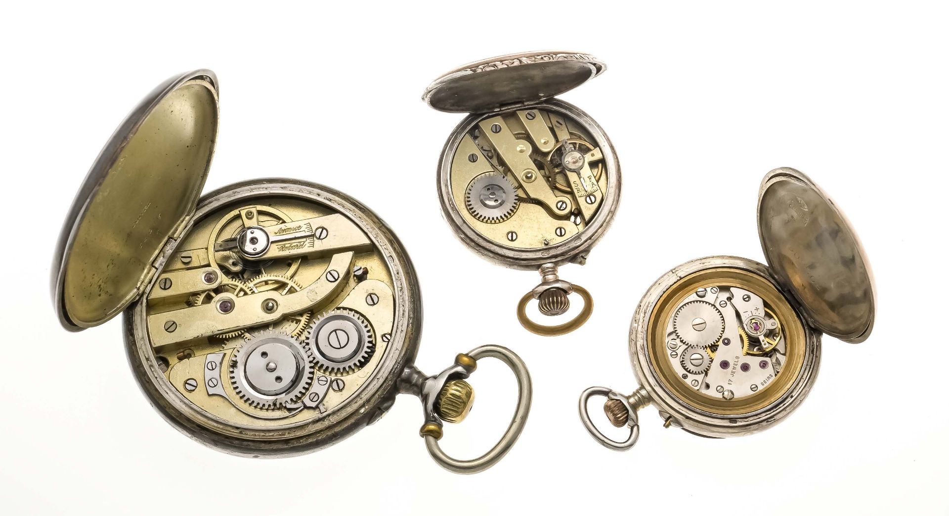 Mixed lot of 3 silver pocket watches and a pocket watch chain in double, 2 ladies' pocket watches - Image 2 of 2