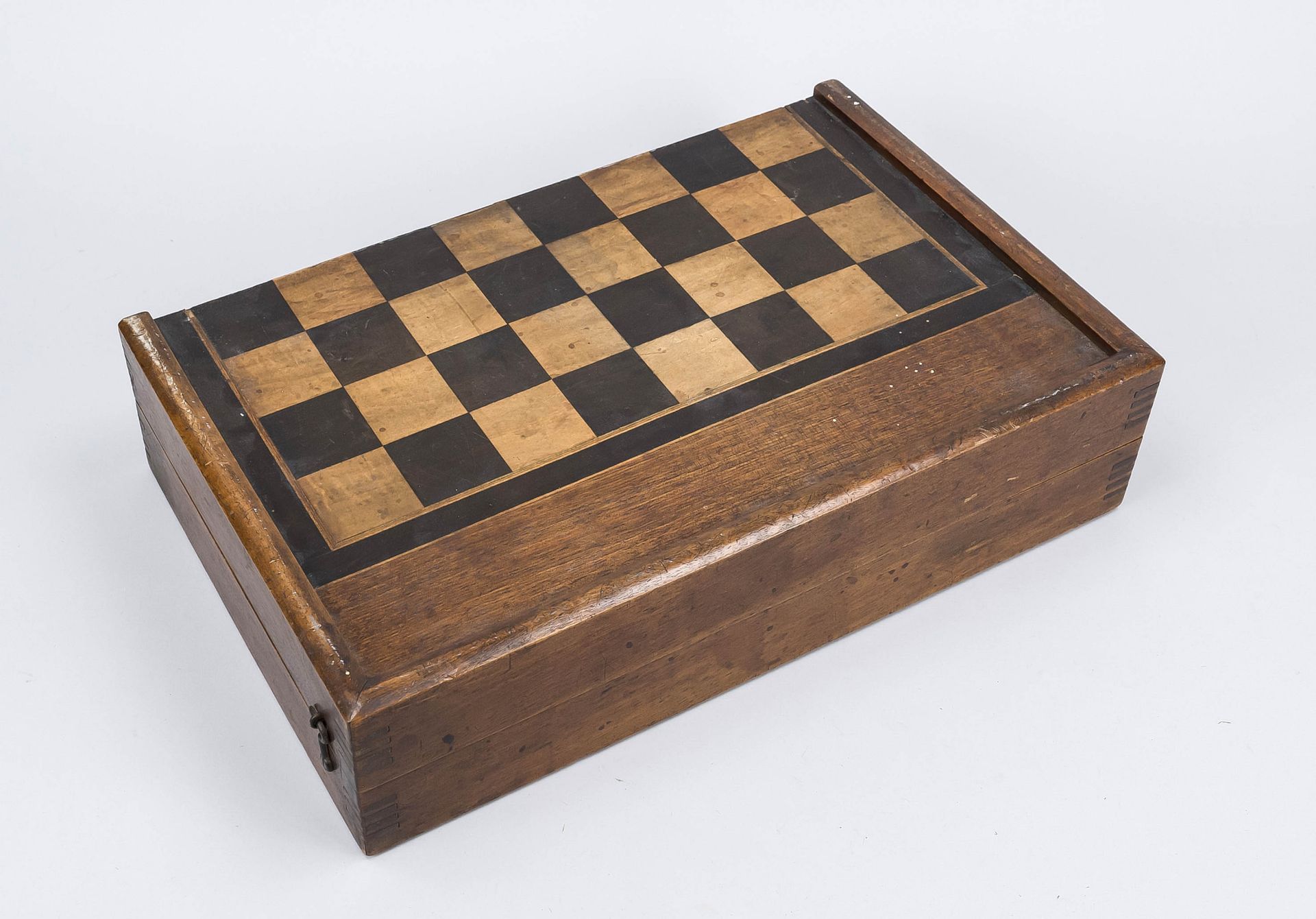 Folding box for chess or backgammon. 1st half of the 20th century, outside for chess, the squares - Image 2 of 2