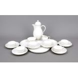 Mocha service for 6 persons, 15-piece, KPM Berlin, mark pre-1945, 2nd choice, white, 6 mocha cups