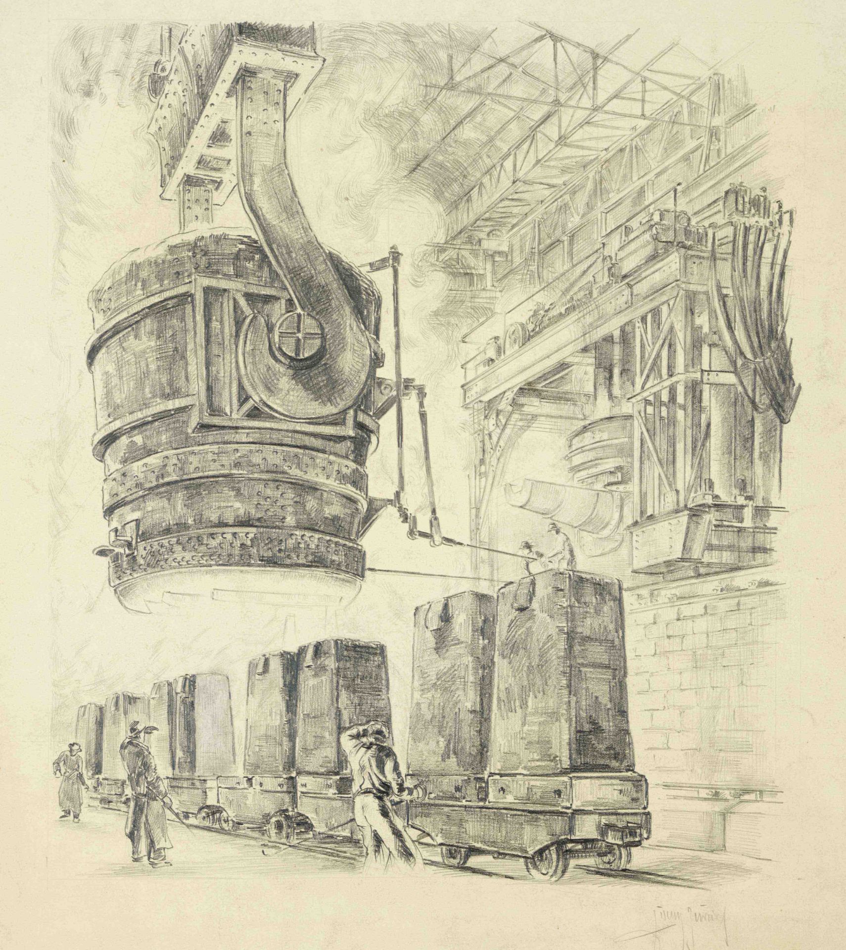 Franz Zürnig, 1st half of the 20th century, series of 9 pencil drawings on firm, sand-colored paper, - Image 3 of 4