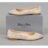 Pari & Pari, glitter ballerinas, powder-coloured suede with fine geometric trimming made of