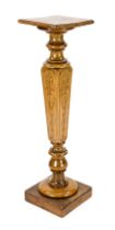 Flower column, circa 1900, walnut and beech, conical shaft with floral incised decoration, 11 x 30 x