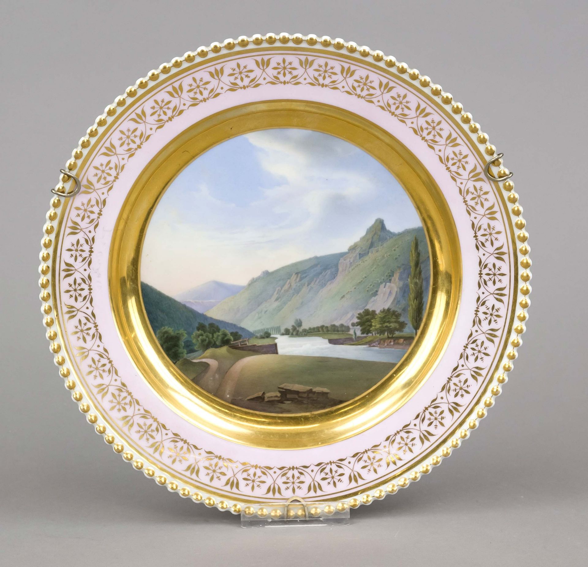 Topographical plate, KPM Berlin, 1830s, 1st choice, red imperial orb mark after 1832, antique smooth