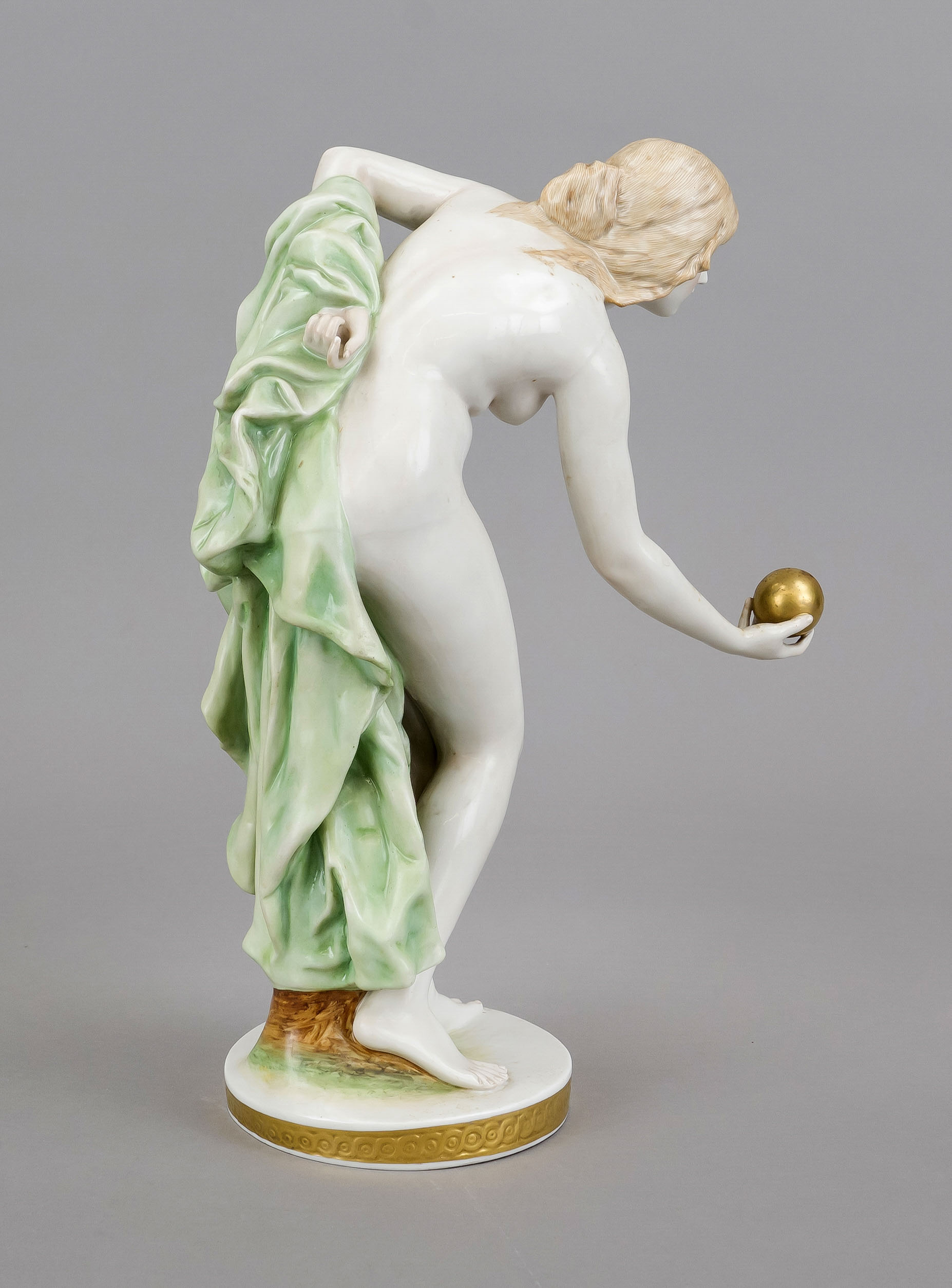 Ball player, Scheibe-Alsbach, Thuringia, 20th century, After the Meissen model by Walter Schott. A - Image 2 of 2