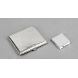 Rectangular cigarette case, German, 20th century, silver 800/000, smooth form, with monogram, l. 8.5