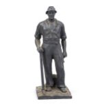 Anonymous sculptor 1st half 20th century, standing miner with pickaxe, cast iron, indistinctly