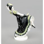 Spanish dancer, 1920s, in the Goldscheider manner, ceramic, glazed black and yellow, model no.