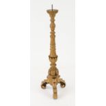 Standing chandelier, late 19th century, turned and carved oak, partially darkened, rubbed and