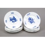 Eight plates, Royal Copenhagen, 20th century, blue flower decoration, 4 plates, model no. 8093, Ø