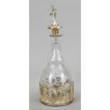 Carafe with silver mounting, 20th century, sterling silver 925/000, mounting partly open-worked,