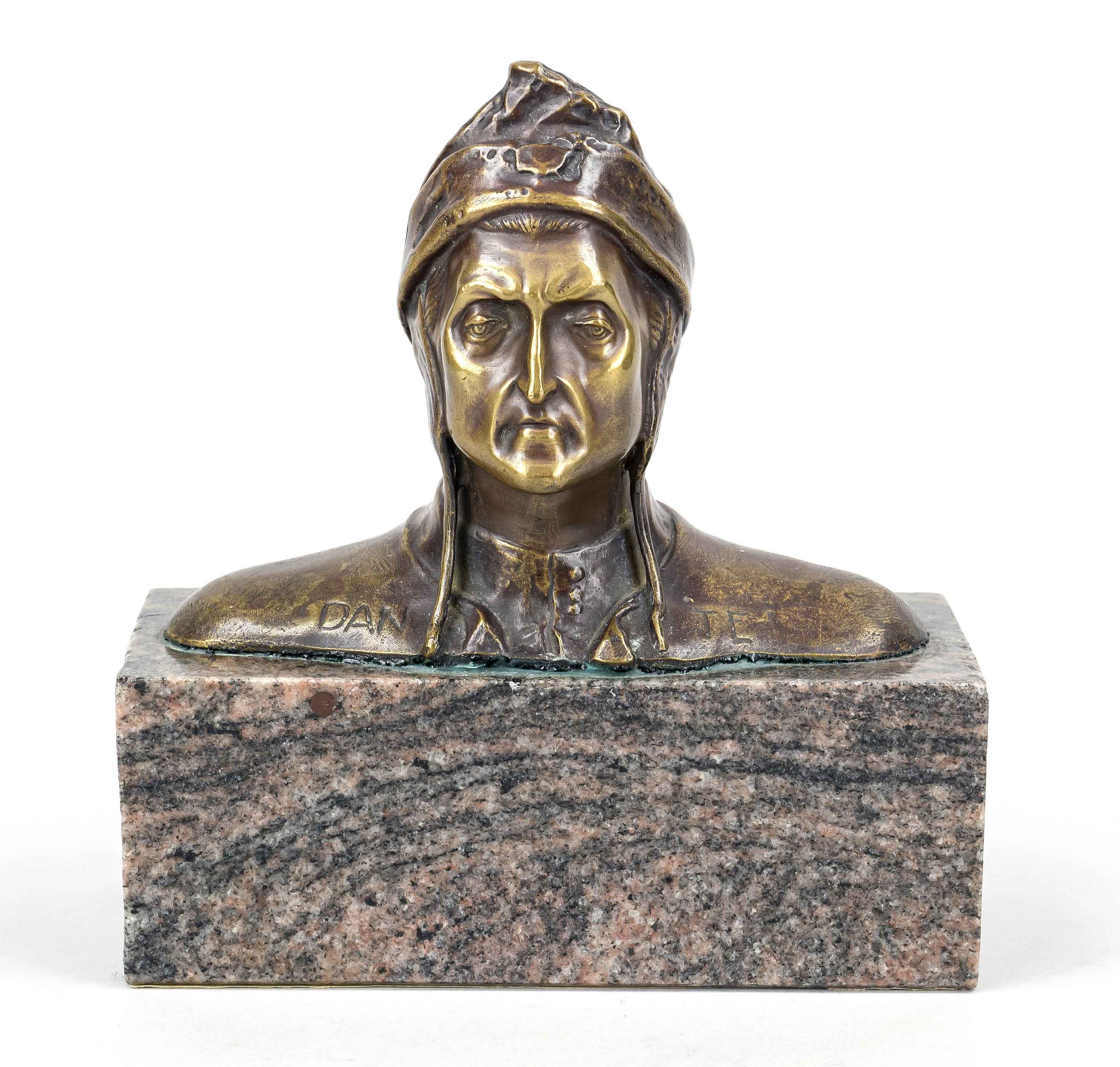 Unidentified sculptor, c. 1900, bust of Dante Alighieri, patinated bronze, inscribed 'Dante' on