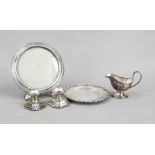 Mixed lot of five pieces, 20th century, silver, various finenesses or tested, round photo stand