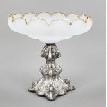 Large centerpiece, 19th century, with square, curved stand (filled), silver tested, domed and