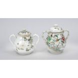 2 Sugar bowls, Japan 19th/20th century Bellied body with loop handles. Decorated all around and on