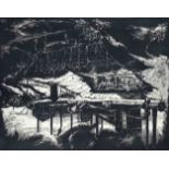 Monogrammist HS, 1st half 20th century, industrial landscape, large woodcut on very fine paper,