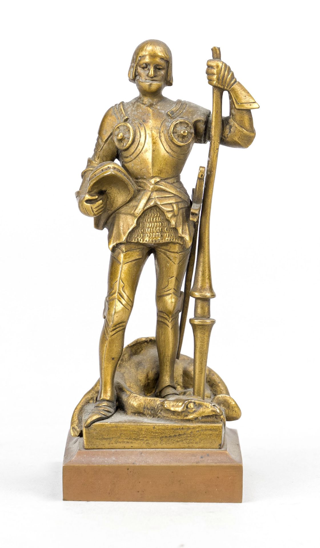 Hans Müller (1873-1937), Austrian sculptor, small statuette of St. George with the slain dragon,