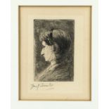 Jozef Israels (1824-1911), Portrait of a woman in lost profile, etching on copperplate paper, signed