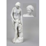 Etienne Maurice Falconet (1716-1791), after, bathing Venus, white Carrara marble, fully sculpted,