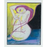 Mona Ragy Enayat (*1964), Egyptian painter working in Leipzig, Female Nude, color chalk on paper,