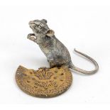 Small bronze in the style of Viennese bronzes, 20th century, Rat with a cookie, polychrome cold-