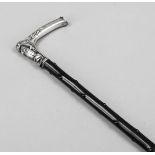 Walking stick with silver handle, probably German, c. 1900, silver 800/000, decorated with owl,