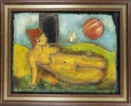 Lorenzo Dallamora, Ital. Artist 2nd half 20th century, ''Beatrice al Mare'', reclining female