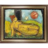 Lorenzo Dallamora, Ital. Artist 2nd half 20th century, ''Beatrice al Mare'', reclining female