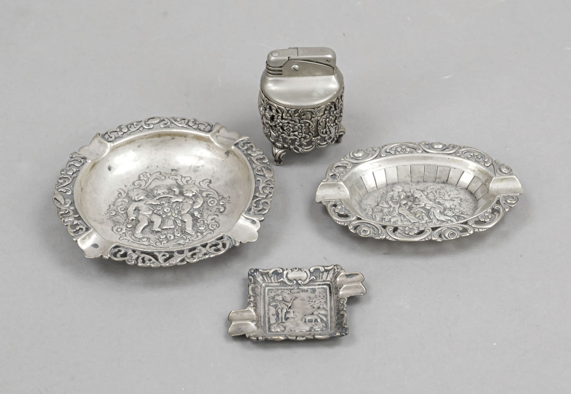 Mixed lot of four pieces, German, 20th century, various makers, silver 800/000 or 835/000, 3