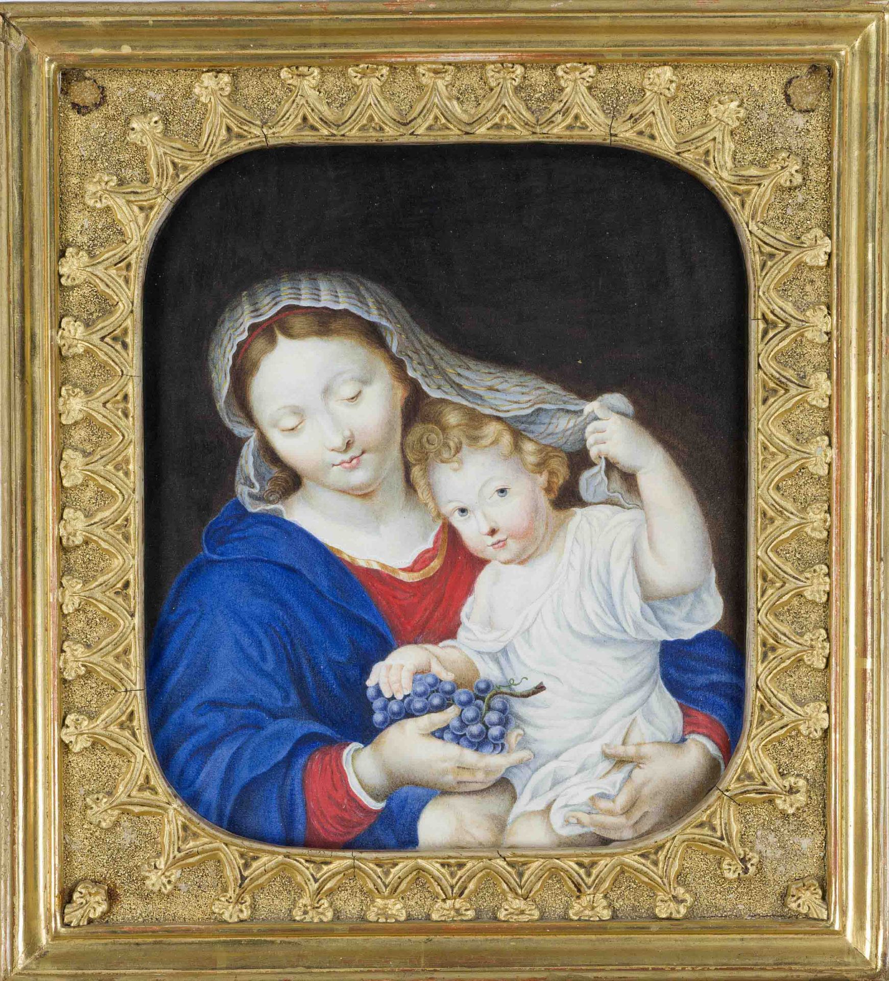 Anonymous French copyist of the 19th century, the Madonna with the Grapes after Pierre Mignard (