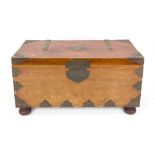 Large Asian cedar wood chest, typical brass fittings all around, 72 x 130 x 58 cm