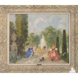 Hanns Pellar (1886-1971), Baroque Society in the Park, oil on hardboard, signed lower right, 50 x 60