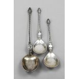 Three spoons, 1x Denmark, 1873, hallmark Simon Groth, maker's mark F. Dahl, silver 830/000, 2x