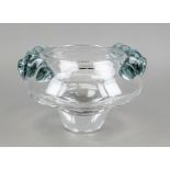 Round bowl, France, 2nd half 20th century, Lalique, smooth shape, with large floral handles, clear