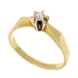 Diamond ring GG/WG 585/000 with one brilliant-cut diamond 0.10 ct W/VS-SI, RG 54, 3.0 g