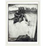 Unidentified graphic artist 2nd half of the 20th century, two youths on a wasteland in front of a