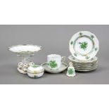 Mixed lot Herend, 12-piece, mark after 1967, shape Ozier, decor Apponyi in green, ornamental