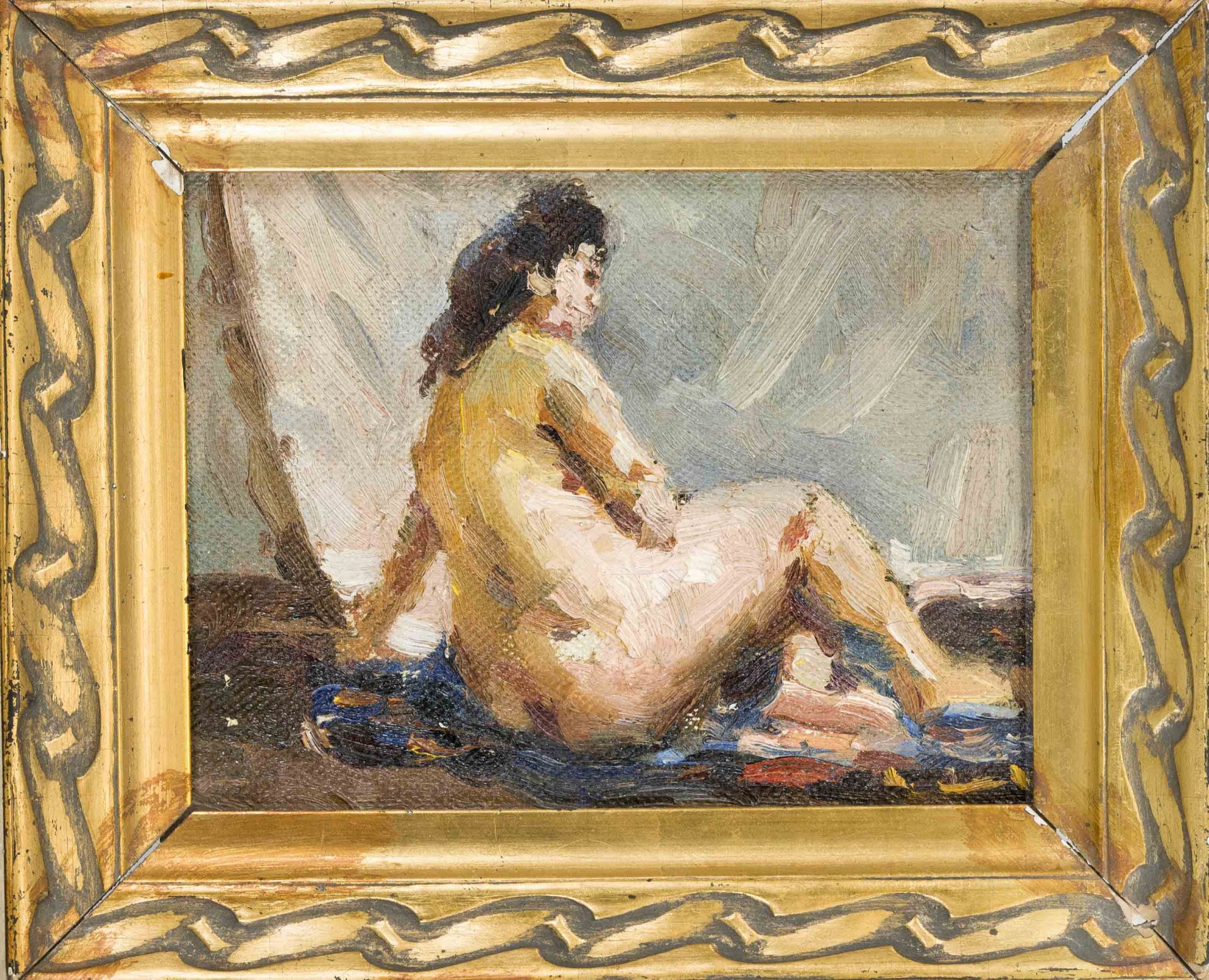 Piotr Petrovich Konchalovsky (1876-1956) (attrib.), Russian painter, female nude from behind, oil