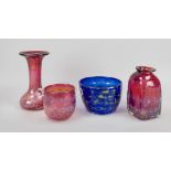 Four vases, 2nd half 20th century, including Eisch, various shapes and sizes, clear and colored