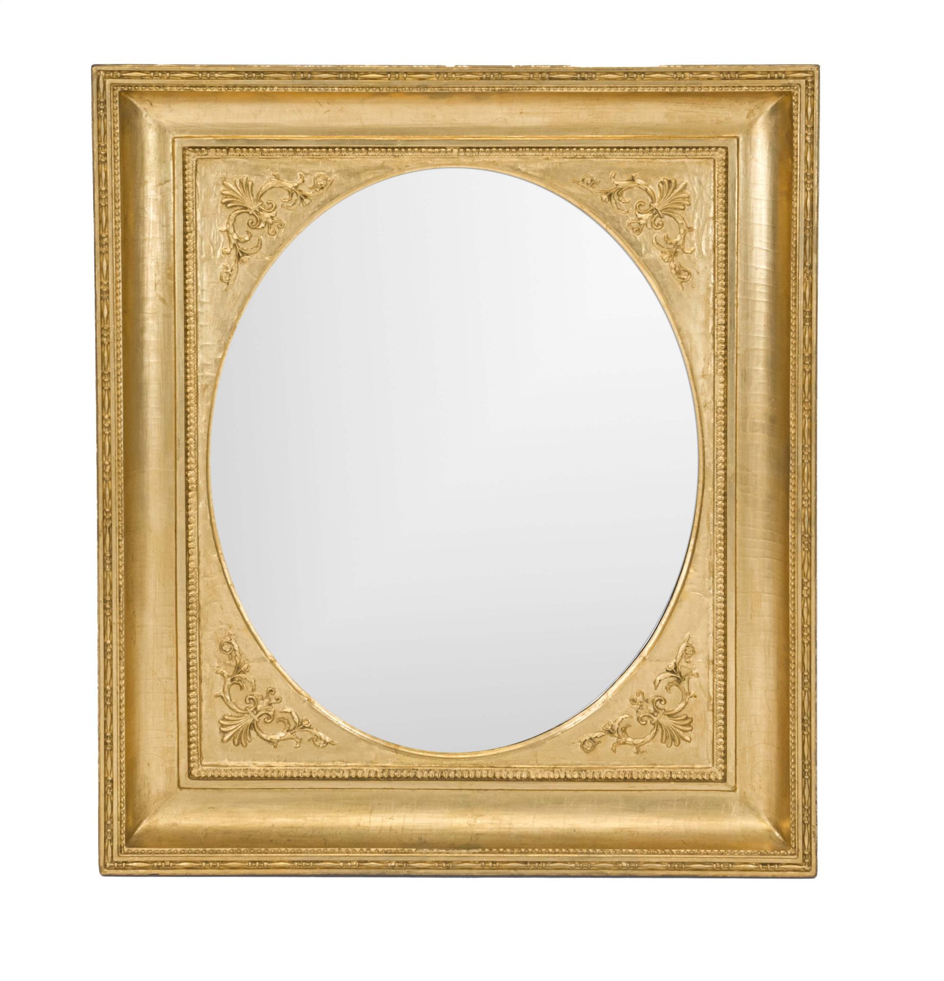 Wall mirror, 19th century, stuccoed and gilded wood, 84 x 72 cm