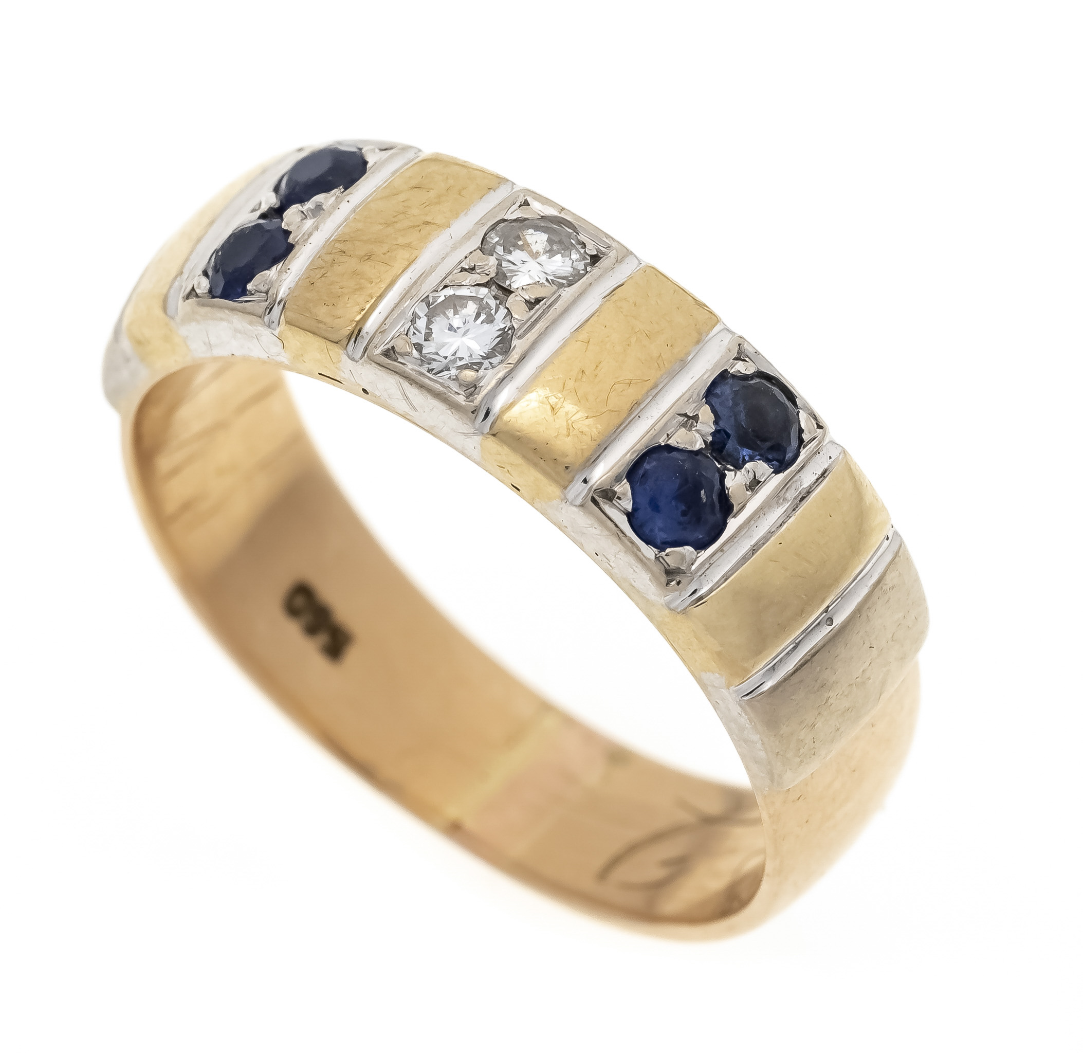 Sapphire and brilliant-cut diamond ring GG/WG 560/000 with 4 round faceted sapphires 2.3 mm darker
