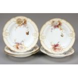 Five deep plates from a dinner service, KPM Berlin, mark circa 1900, red imperial orb mark, 1st