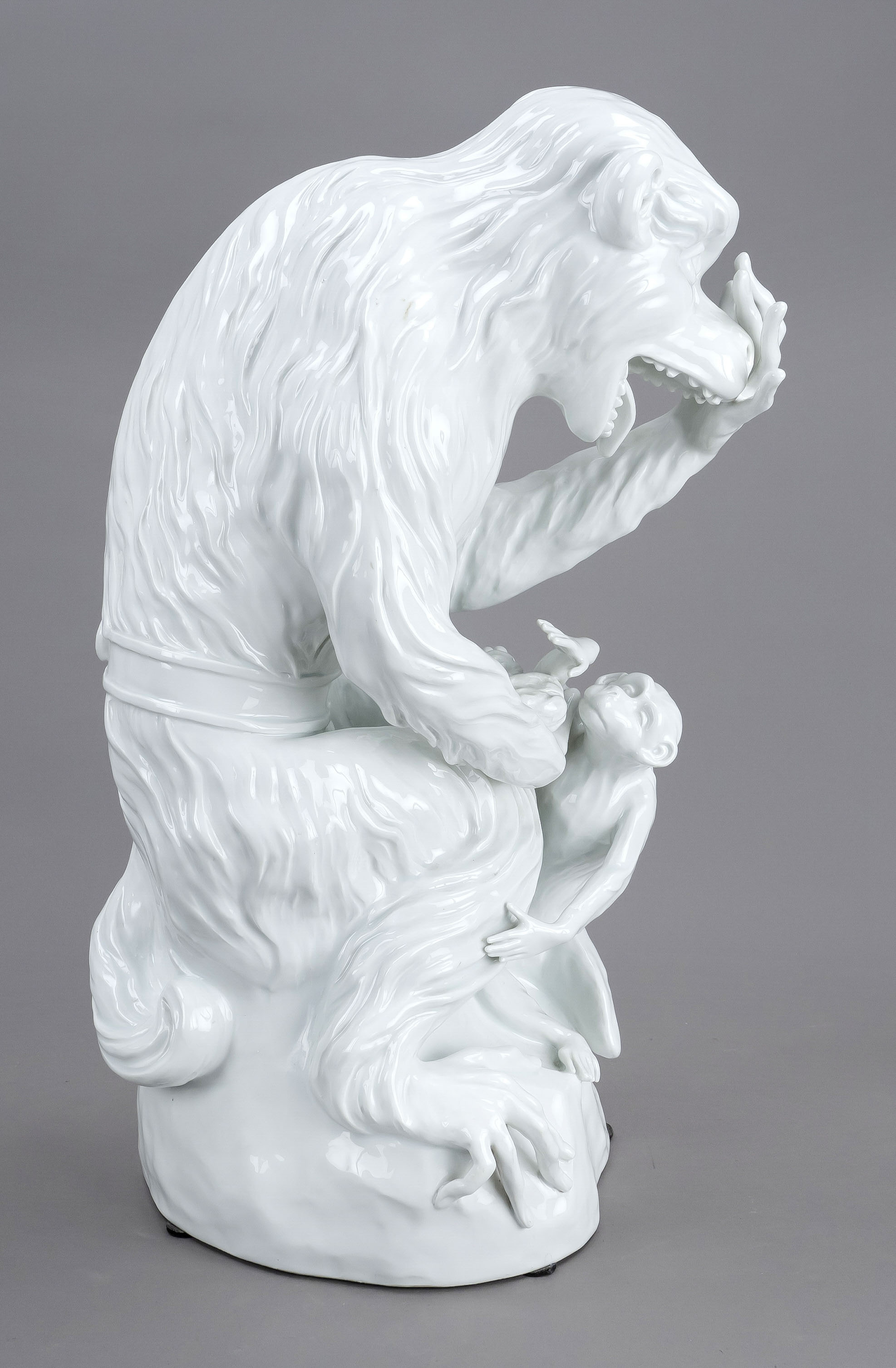 Monkey with young boy, Meissen, mark 1924-1934, designed by Johann Gottlieb Kirchner, model no. - Image 2 of 4