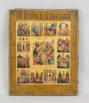 Festive icon, Russia, probably 2nd half 19th century, polychrome tempera painting and gold over